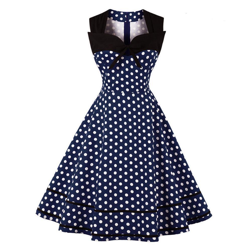 Rochie Vintage Plus Marime Retro Bleumarin