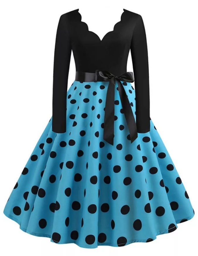 Rochie Vintage Plus Size Rockabilly Buline Albastre