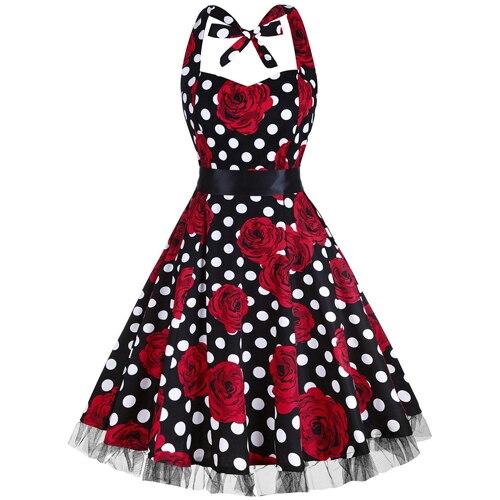 Rochie Rockabilly Vintage Plus Size Black Roses