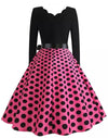 Rochie Vintage Rockabilly Cu Buline Plus Size Roz