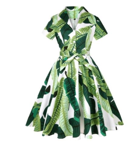 Rochie Vintage Plus Size Rockabilly Verde Pastel