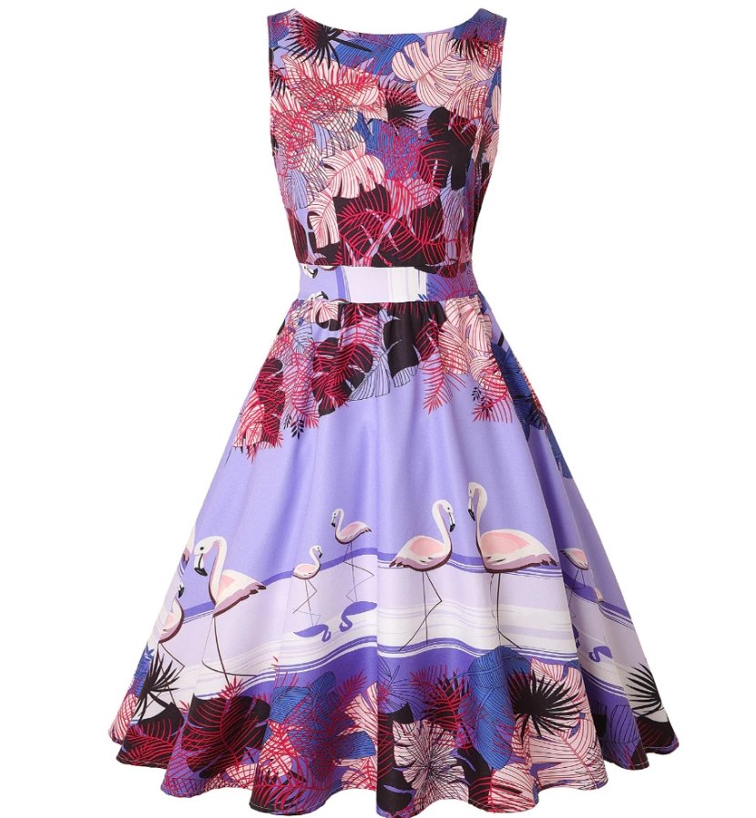 Rochie Vintage Plus Size Pink Birds