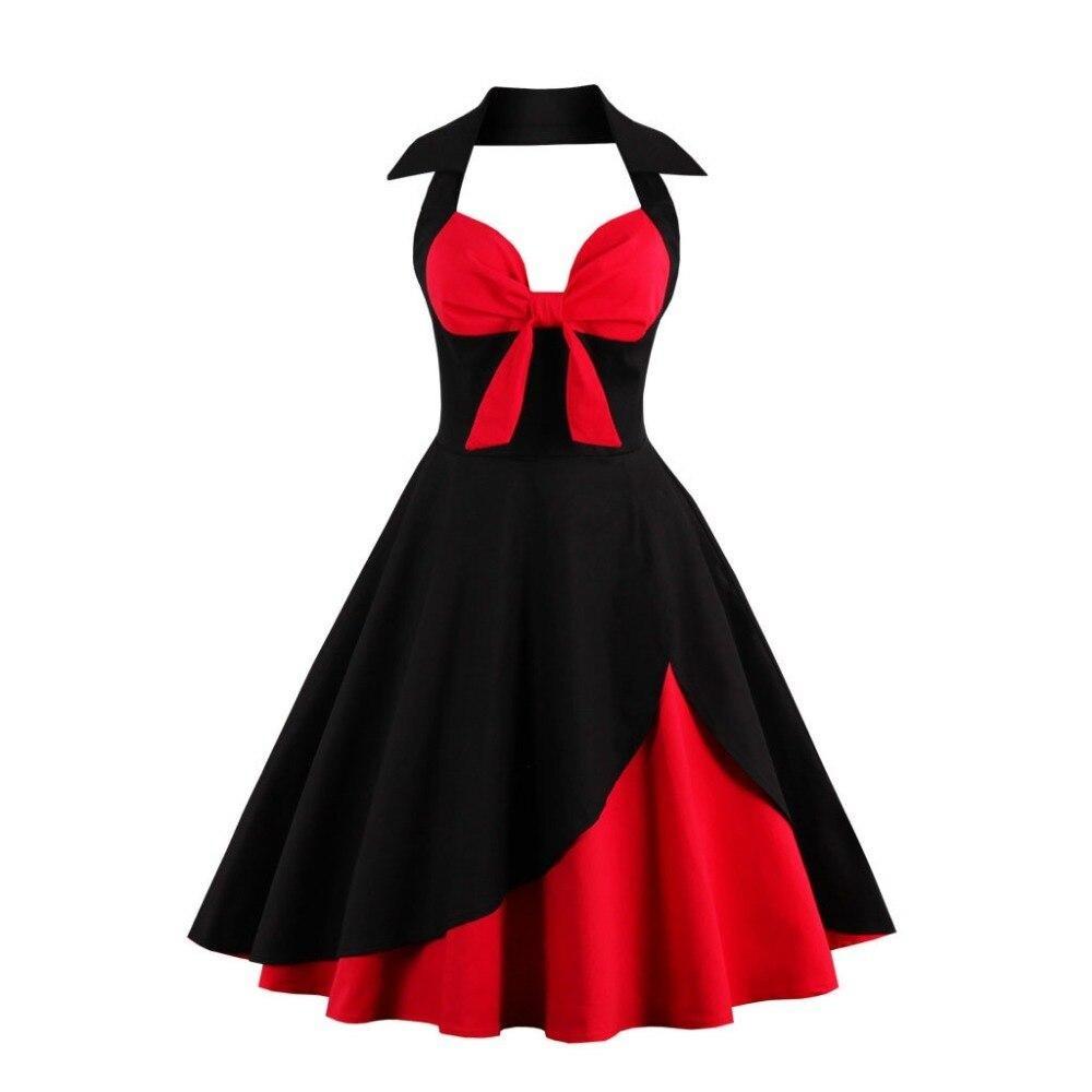 Rochie Vintage Plus Marime Rosie Neagra