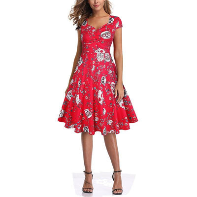 Rochie Vintage Plus Size Red Skull