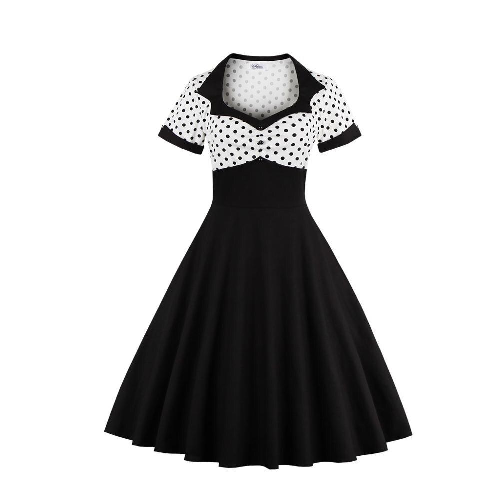 Rochie Vintage Plus Size Swing Negru Alb