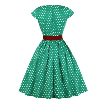 Rochie Vintage Cu Centura Verde De Marime Plus