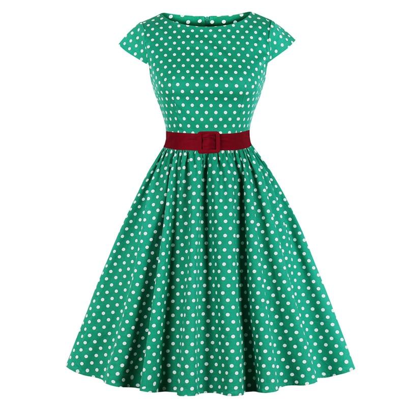 Rochie Vintage Cu Centura Verde De Marime Plus