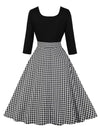 Rochie Vintage Gri Cu Carouri