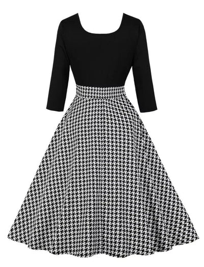 Rochie Vintage Gri Cu Carouri