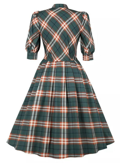 Rochie Vintage Cu Carouri De Iarnă