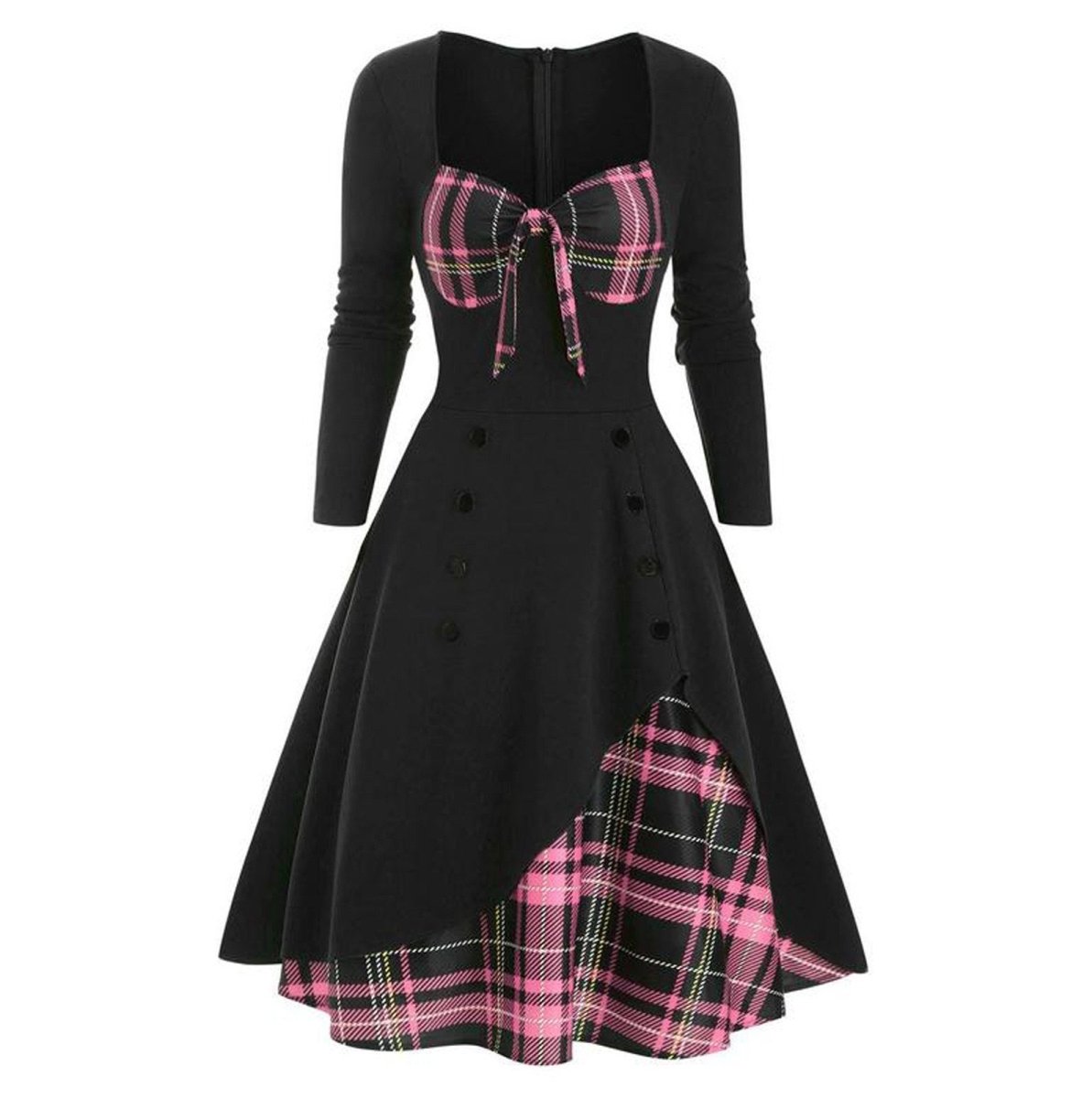 Rochie Vintage Iarna Plus Marime Roz