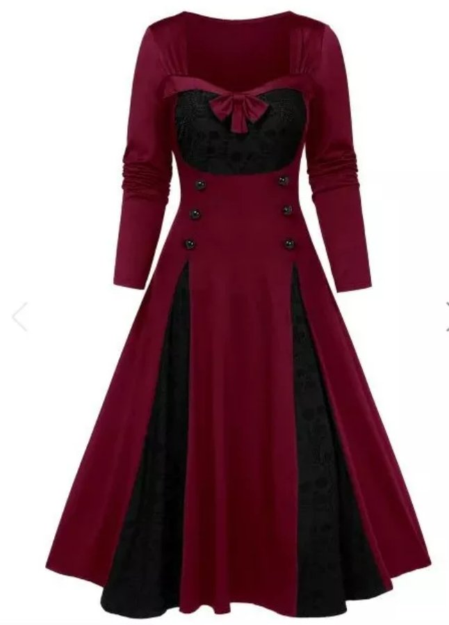 Rochie Vintage Iarna Plus Marime Rosie