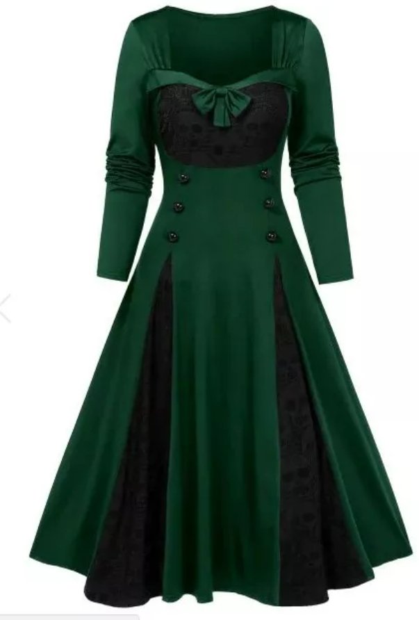 Rochie Vintage Iarna Plus Marime Verde