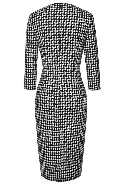 Rochie De Iarnă Alb-Negru De Epocă