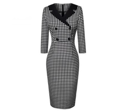 Rochie De Iarnă Alb-Negru De Epocă
