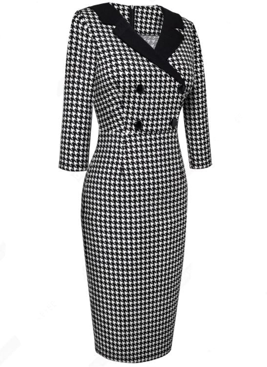 Rochie De Iarnă Alb-Negru De Epocă