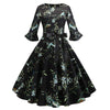 Rochie Vintage Neagra Cu Flori De Iarna
