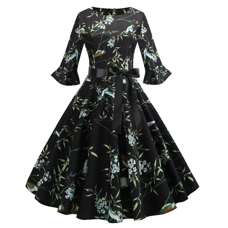 Rochie Vintage Neagra Cu Flori De Iarna