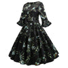 Rochie Vintage Neagra Cu Flori De Iarna