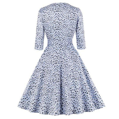 Rochie Vintage Albastră Leopard