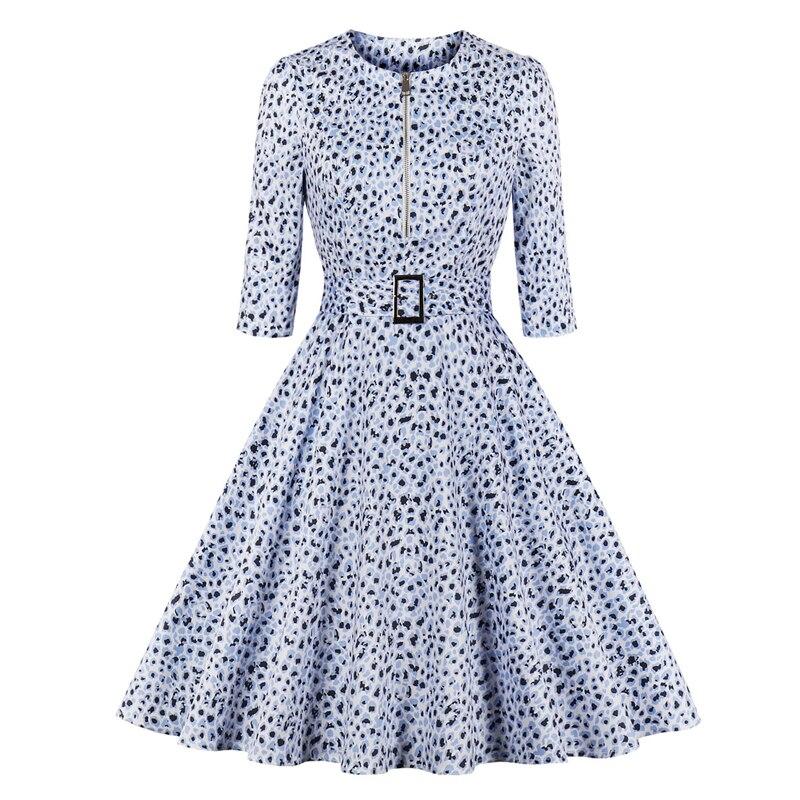 Rochie Vintage Albastră Leopard