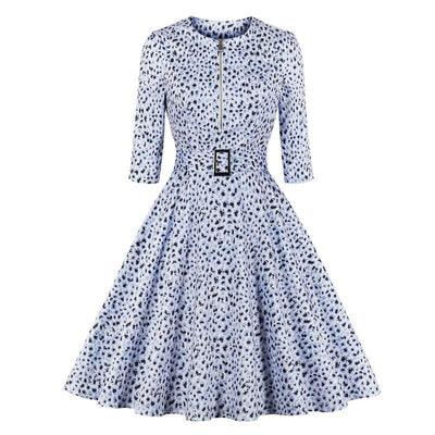 Rochie Vintage Albastră Leopard