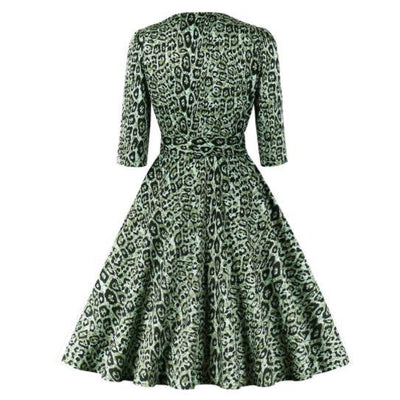 Rochie Vintage Verde Leopard