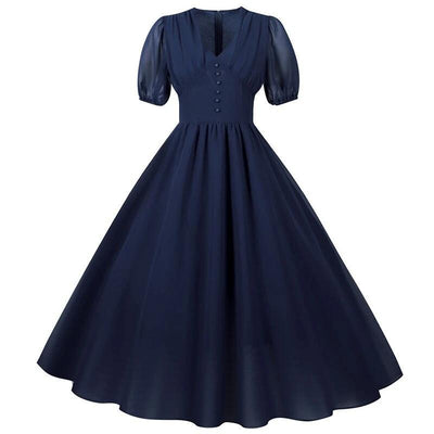Rochie Albastră De Epocă Lungă Anii 50