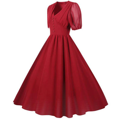 Rochie Lungă Vintage Anii 50 Bordeaux