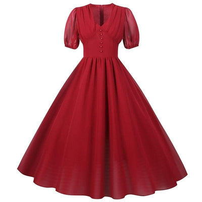 Rochie Lungă Vintage Anii 50 Bordeaux