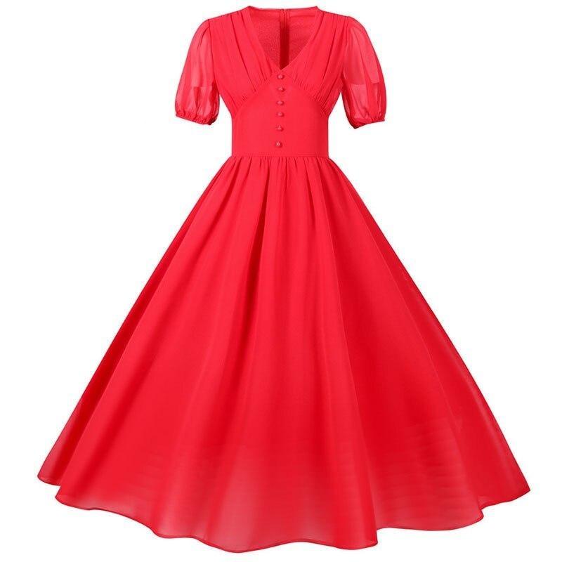 Rochie Roșie Lungă De Epocă Anii 50