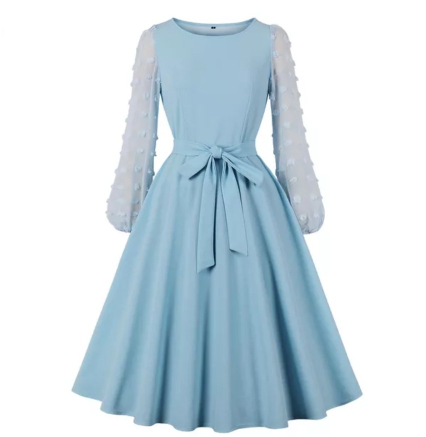 Rochie Boho Lungă Vintage Albastră