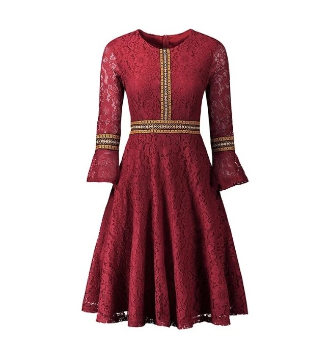 Rochie Roșie Boho Lungă De Epocă