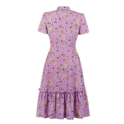 Rochie Vintage Cu Maneca Scurta Lavanda