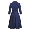 Rochie Vintage Cu Mânecă Lungă Bleumarin