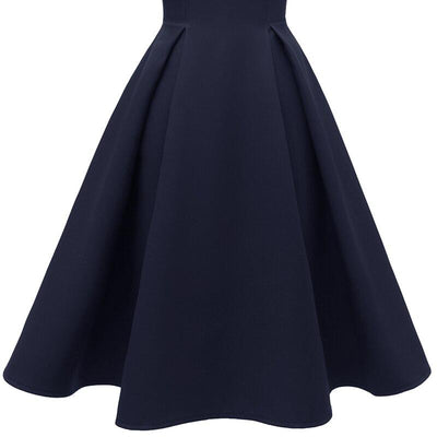 Rochie Vintage Bleumarin Cu Guler Cu Volane