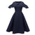 Rochie Vintage Bleumarin Cu Guler Cu Volane