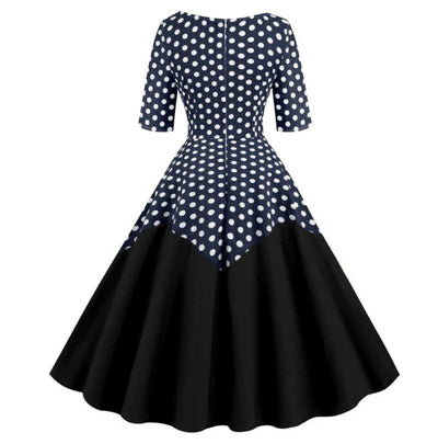 Rochie Fără Bretele Cu Buline Albastre Anii 50