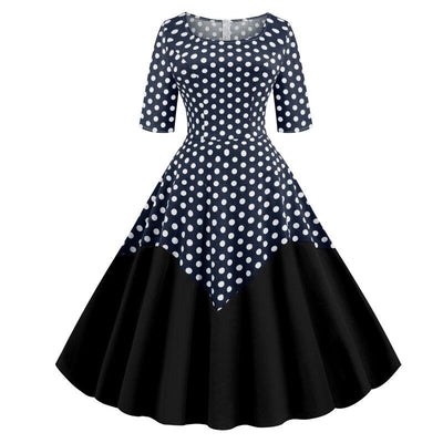 Rochie Fără Bretele Cu Buline Albastre Anii 50