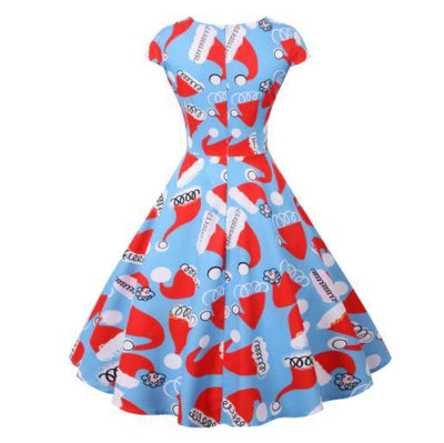 Rochie De Crăciun De Epocă Plus Size Albastră