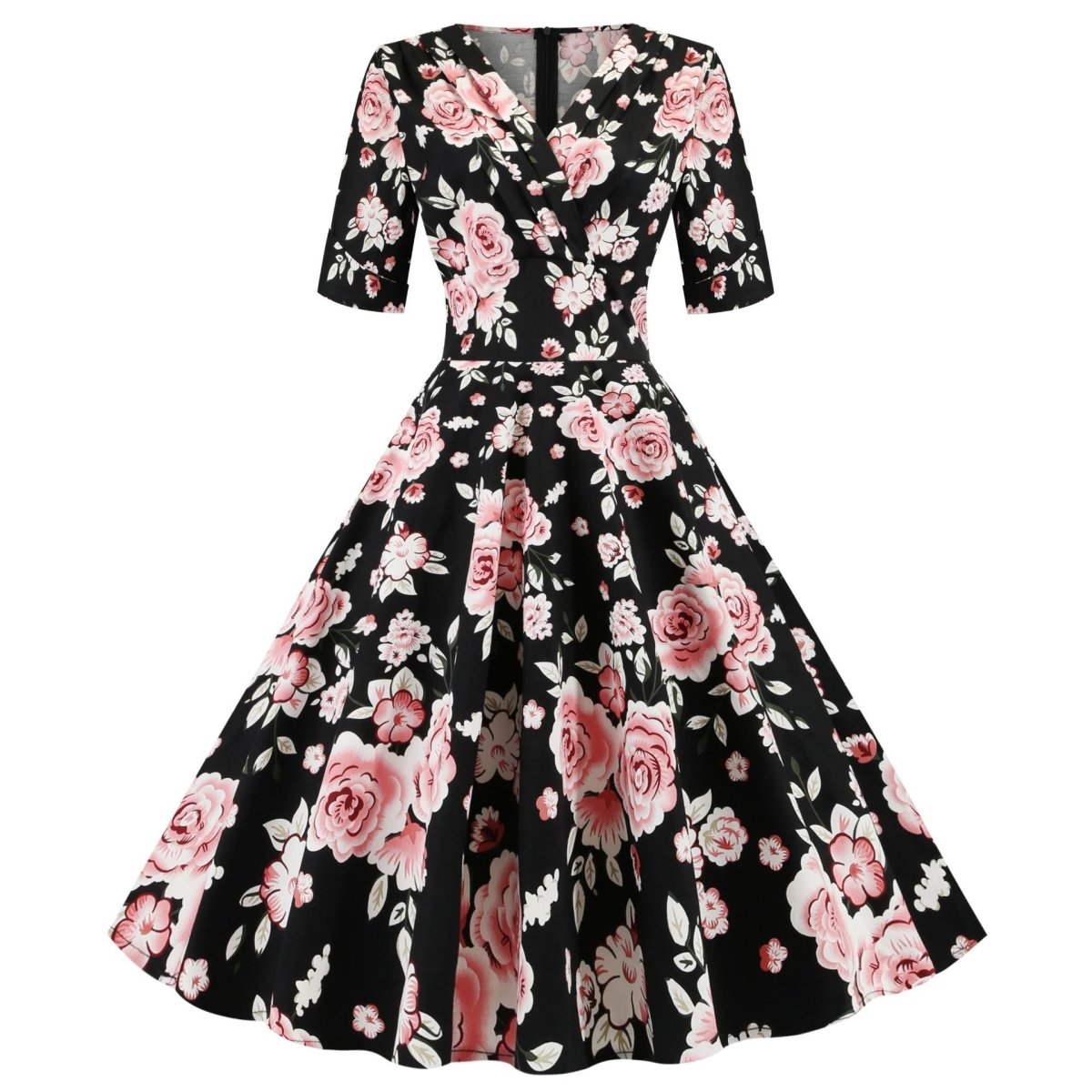 Rochie Vintage Cu Trandafiri Negri