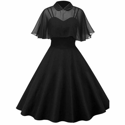 Rochie Neagra Vintage Cu Voal