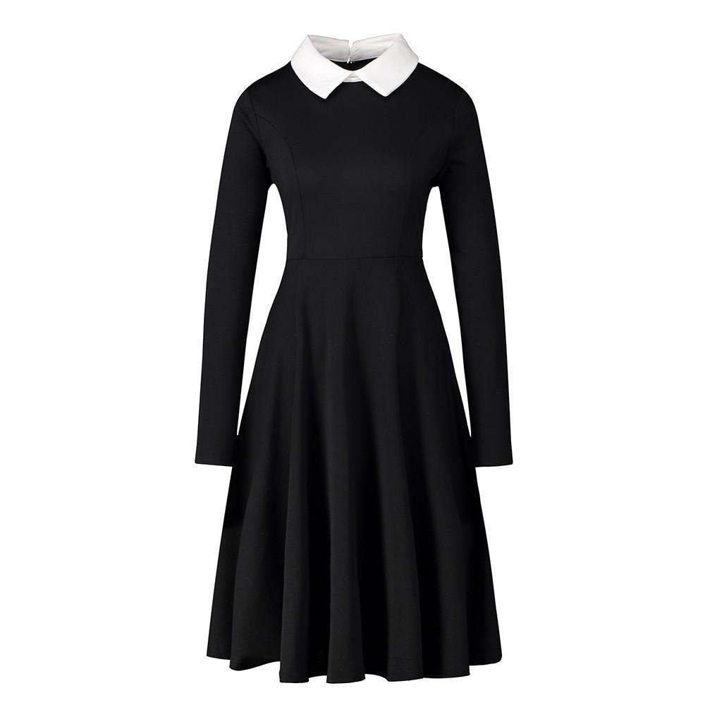 Rochie Neagră De Epocă Guler Alb