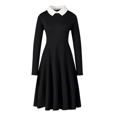 Rochie Neagră De Epocă Guler Alb