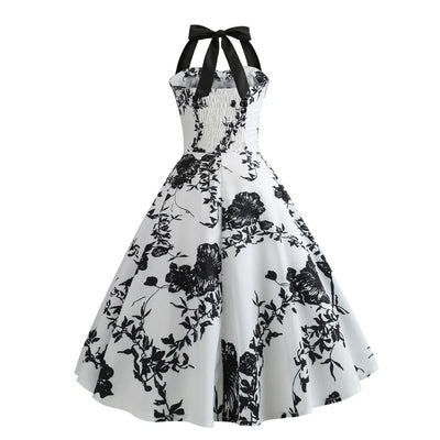 Rochie Pin-Up Vintage Flori Negre