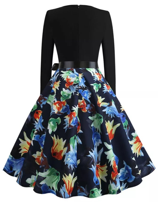 Rochie Vintage Pin Up Cu Flori Albastre