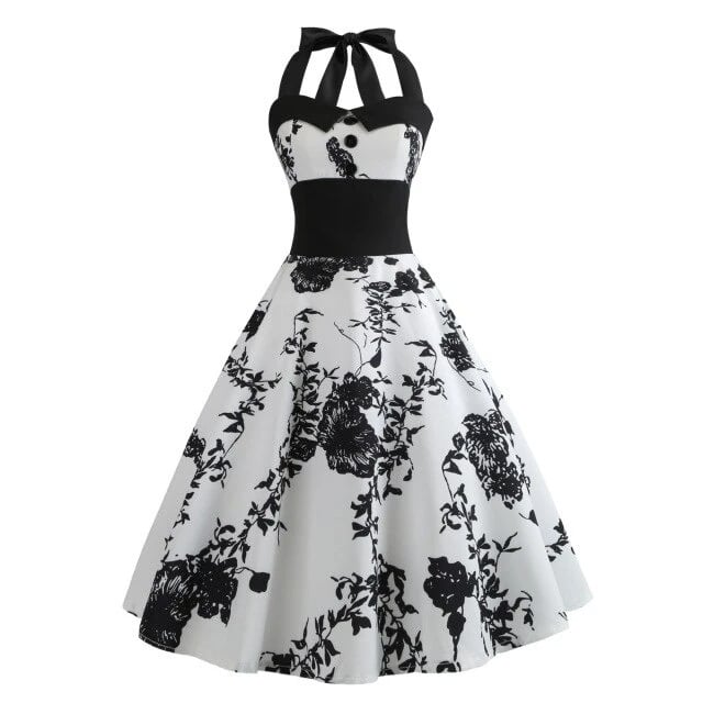 Rochie Pin-Up Vintage Flori Negre