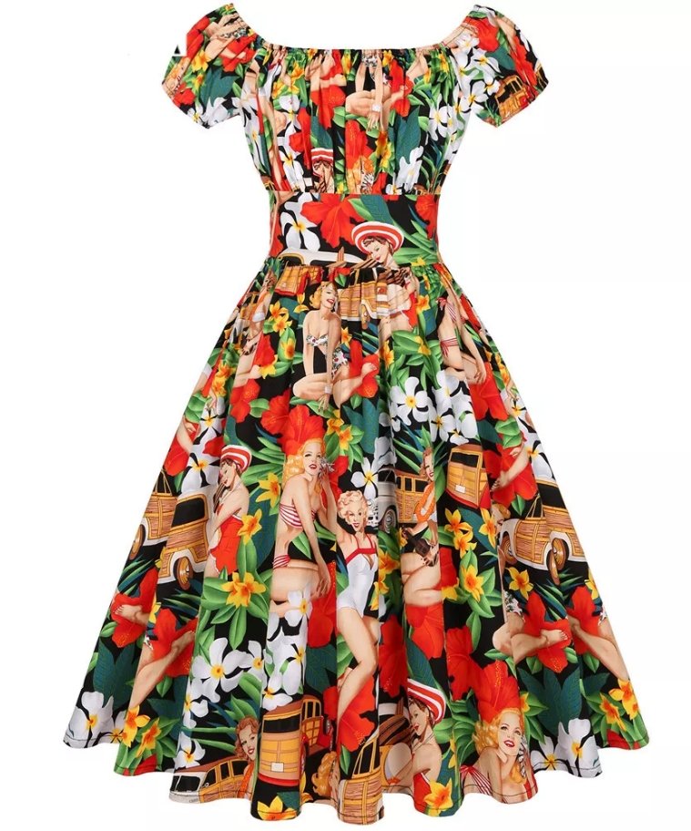 Rochie Vintage Pin Up Marime Plus Albă