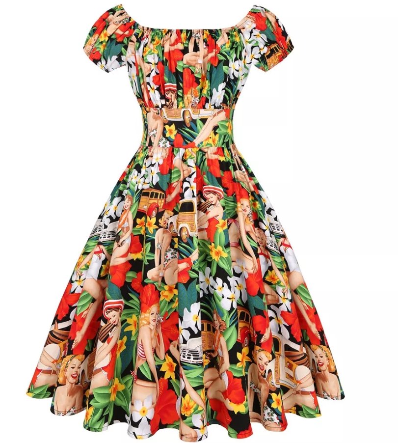 Rochie Vintage Pin Up Marime Plus Albă