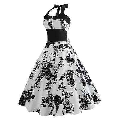 Rochie Pin-Up Vintage Flori Negre